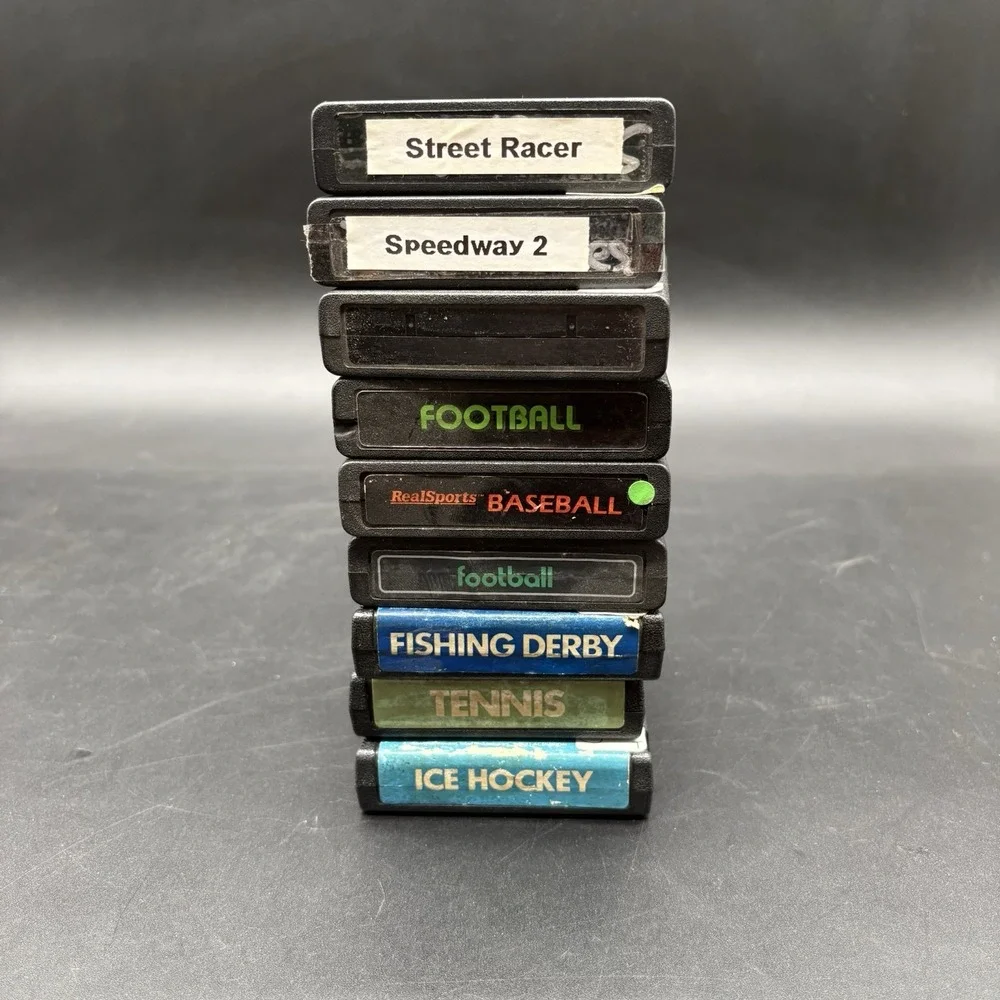 Lot of 9 Atari 2600 Game Cartridges Fishing Derby Tennis Ice Hockey Street Racer